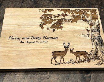 Personalized Cutting Board, Buck and Doe Deer, Custom Wedding Gift, New Home Gift, Anniversary Gift, Antlers, Hostess Gift, Deer Hunters