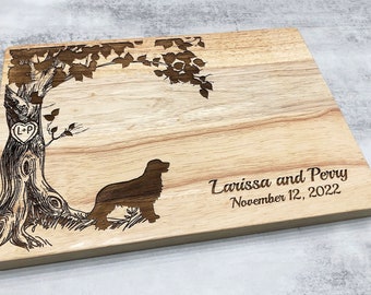 Wedding gift dog lovers personalized cutting board Wedding gift with Golden Retriever