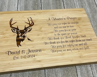 Hunter's Prayer Deer Cutting Board | Hunting Gift | Rustic Kitchen Decor | Hunting Cabin Decor | Wildlife Art