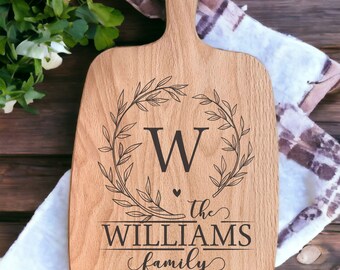 Personalized wedding monogram cutting board | Family name cutting board