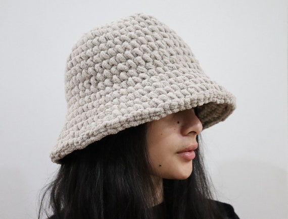 Crochet Fuzzy Bucket Hat, Custom Handmade Bucket Hat  display picture 3