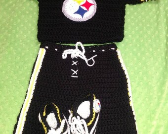 Crochet, handmade Steelers uniform