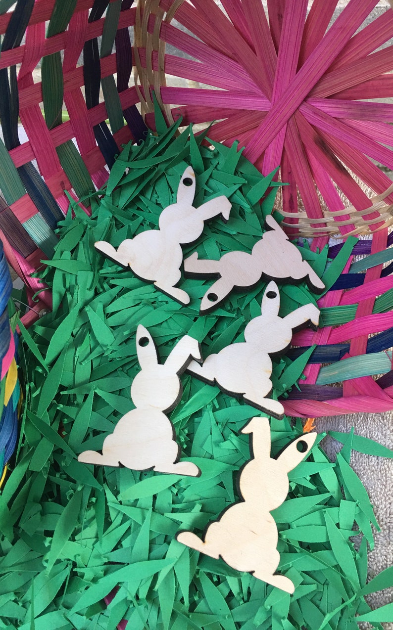 Wood Bunny Ornament Easter Rabbit Sitter Phoenix Mall Shelf or Genuine Tag Basket