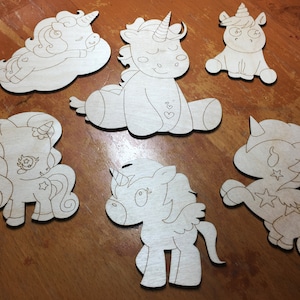 Unicorns! Magical Creature Wood Cutout, Kid Craft, Unfinished Cut Outs, Little Girl Kids Room Nursery, DIY Wood Craft, Baby Shower Activity