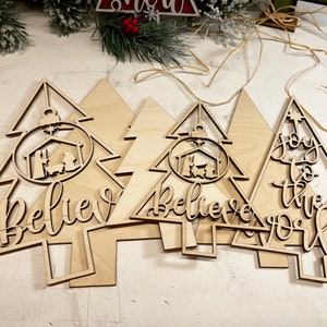 DIY Unpainted Christmas Tree, Wood Christmas Tree, Decorative Christmas Tree, DIY Christmas Kit Wood Christmas Decor, Tiered Shelf Christmas image 2