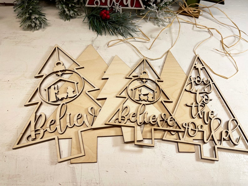 DIY Unpainted Christmas Tree, Wood Christmas Tree, Decorative Christmas Tree, DIY Christmas Kit Wood Christmas Decor, Tiered Shelf Christmas image 2