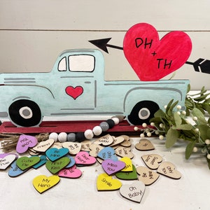 Unfinished Wood Vintage Pickup Truck, Wedding Centerpiece, Anniversary Gift, Vintage Truck & Heart, Wood DIY Project, DIY, Wedding Gift