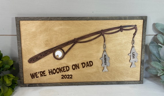 We're Hooked on Daddy Dad Grandpa Personalized Father's Day Gift, Fishing  Gift, Fisherman, Angler, Fishing Rod, Fishing Pole Custom Gift 