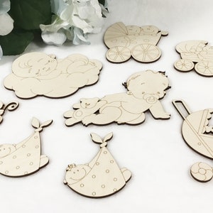 Baby Wood Cutouts, Craft Projects, Babies Cut Outs, Wood Baby, Shower Gift, DIY, Paint Your Self, Unfinished Wood Cutout, Nursery