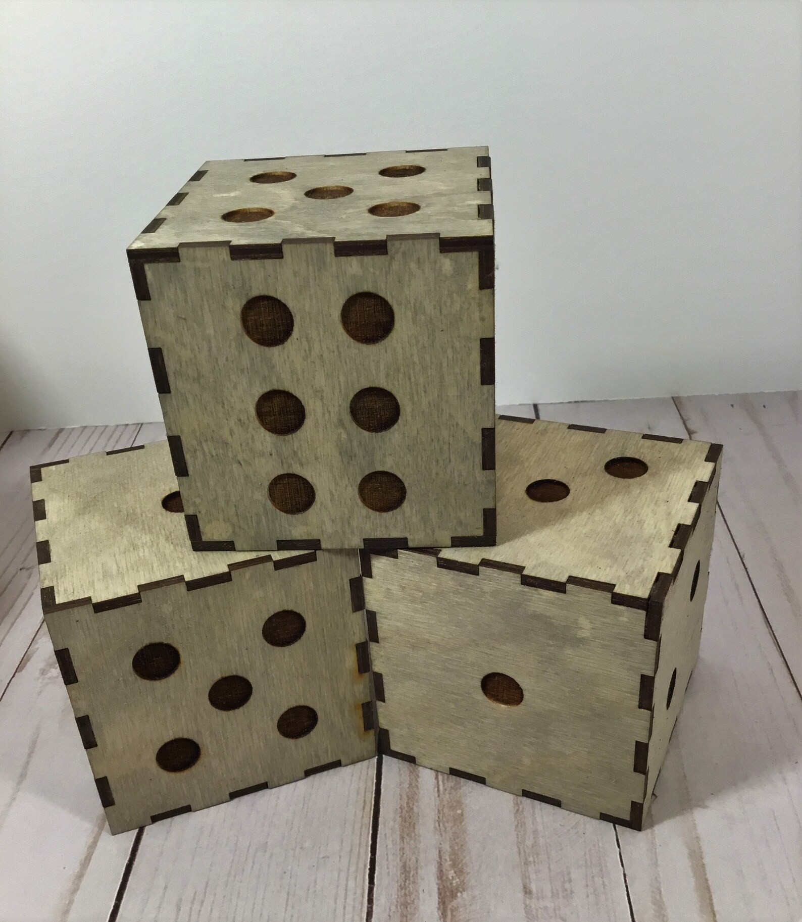Big Dice Game SIX 3 X 3 Birch Dice Yardzee Etsy