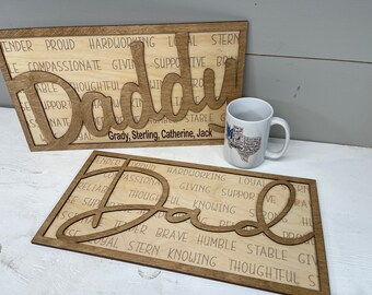 Personalized Father's Day Gift, Fathers Day Gift From Kids, Fathers Day, Father's Day Gift For Grandpa, Customized Father's Gift, Wood Sign