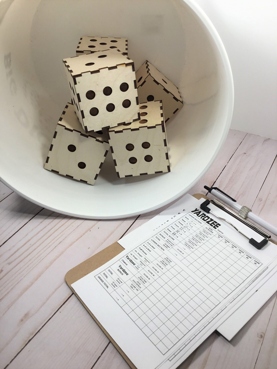 Big Dice Game SIX 3 X 3 Birch Dice Yardzee Etsy