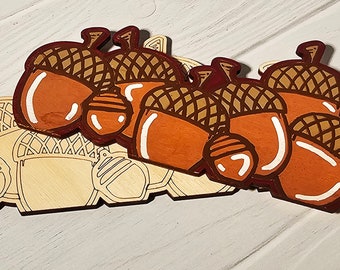 Unfinished Acorns Wood Cutouts, Wood Acorns Cutout, Fall Insert, Wreath Pieces, Interchangeable Pieces, Wood Inserts, Fall Wood Cutouts