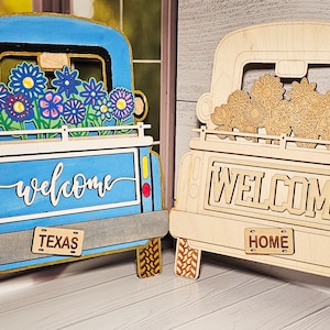 Unfinished Wood Vintage Truck Door Welcome Hanger With Seasonal Interchangeable Inserts, DIY Craft Kit, Farmhouse Decor, Painting Party