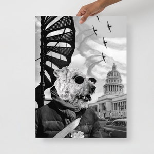Whimsical Collage Art Print - &quot;Artisanal Treat Truck&quot; Dog Man, Air Show and Dog Treats