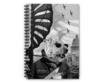 Whimsical Artisanal Treat Truck Collage Spiral Notebook - Perfect Gift for Travel Enthusiasts and Dog Lovers