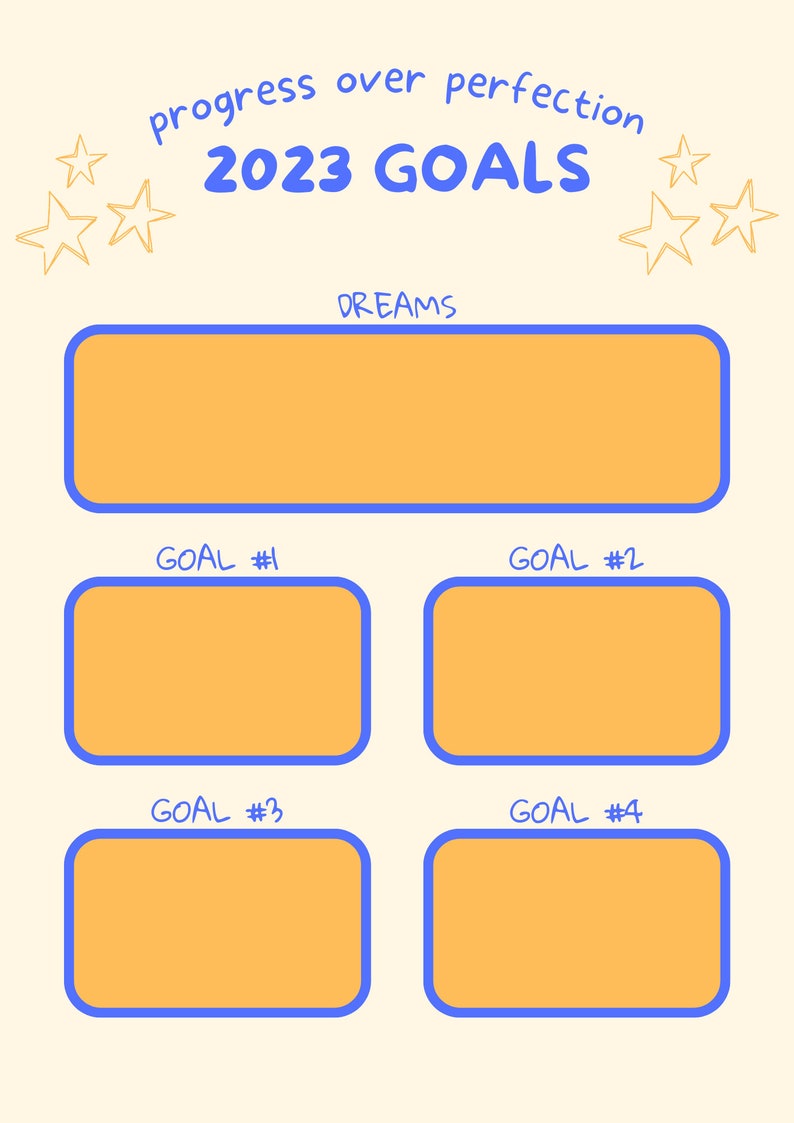 Printable Goal Tracker, 2023 Goal List, Dream Planner, Goals, New Year, Whimsical Goal Tracker