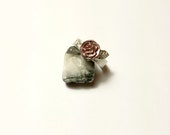 Handmade Silver Ring with Copper Rose