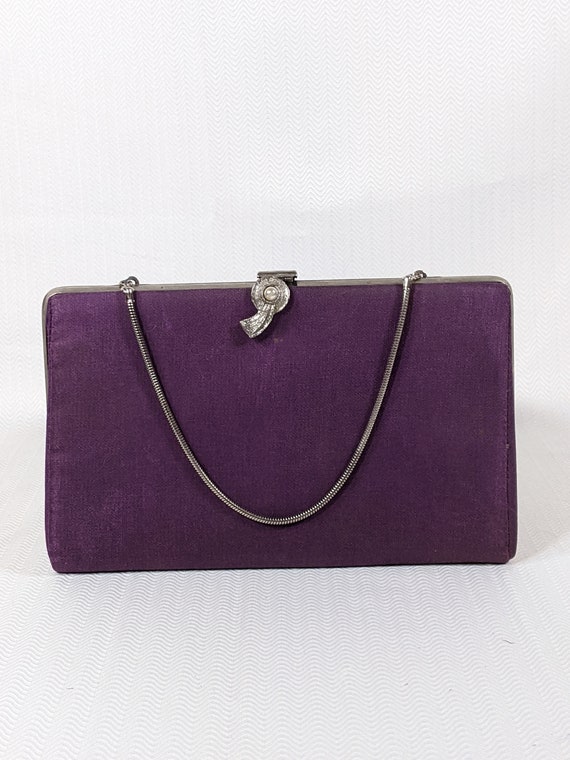 1960s Purple Evening Bag with Silver Clasp