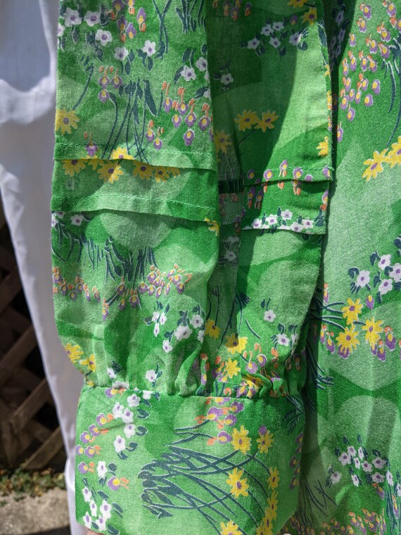 1970s Green A-line Floral dress - Gem
