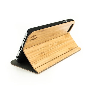 Houten design flip case, iPhone 6 / 6S– Bamboe