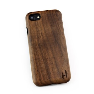 Legno caso, iPhone 7/8-scuro noce (arrotondata)
