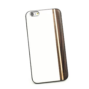 Houten TPU case, iPhone 6 Plus / 6s Plus - Padouk, esdoorn en wit leer