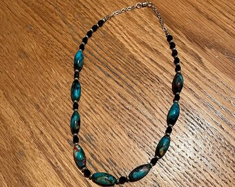 Teal & black necklace