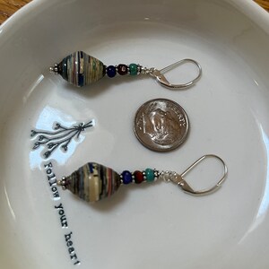 Paper earrings with bead accents