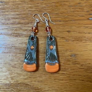 Unique enamel dangle earrings