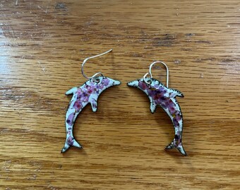 Playful enamel dolphin earrings