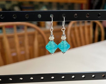 Aqua glass dangle earrings