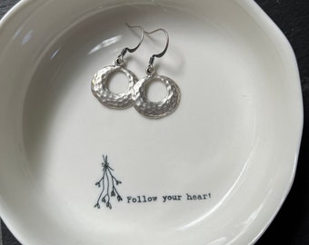 Antique Silver circle dangle earrings