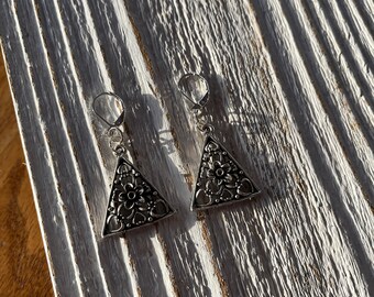 Floral silver lever back earrings
