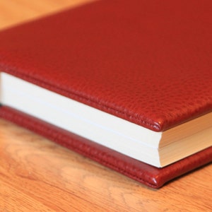 Custom Fitted Faux Leather Book Cover to fit Your Book's Dimensions - Personalization Available - Book Protector - CALF RED color