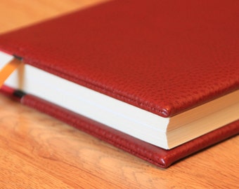 Custom Fitted Faux Leather Book Cover to fit Your Book's Dimensions - Personalization Available - Book Protector - CALF RED color