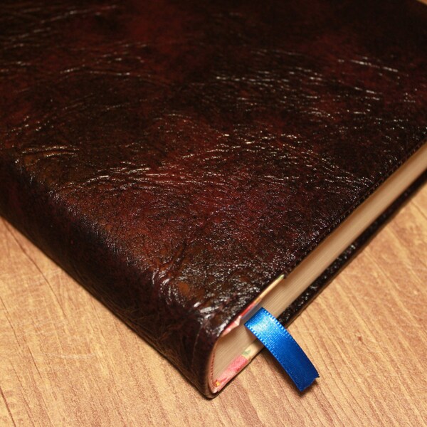 Luxury Faux Leather Book or Bible Cover in Burnished Buffalo, Vegan Faux Leather Custom Fitted to the Dimensions of Your Book