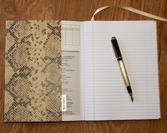 Vegan Faux Leather Blonde Python Snakeskin Refillable Composition Notebook Cover for Grads, Business Professionals or for the Fun of It
