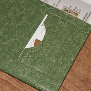 Vegan Faux Leather Composition Book Cover in Crackled Jade Refillable Reusable Comp Book Cover Business Notebook Cover image 6