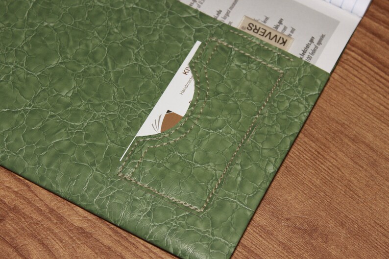 Vegan Faux Leather Composition Book Cover in Crackled Jade Refillable Reusable Comp Book Cover Business Notebook Cover image 6