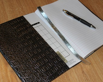 Composition Notebook Cover Refillable Journal Exotic Faux Leather Silver Sparkle Alligator for Business Office School or Personal Use Gothic