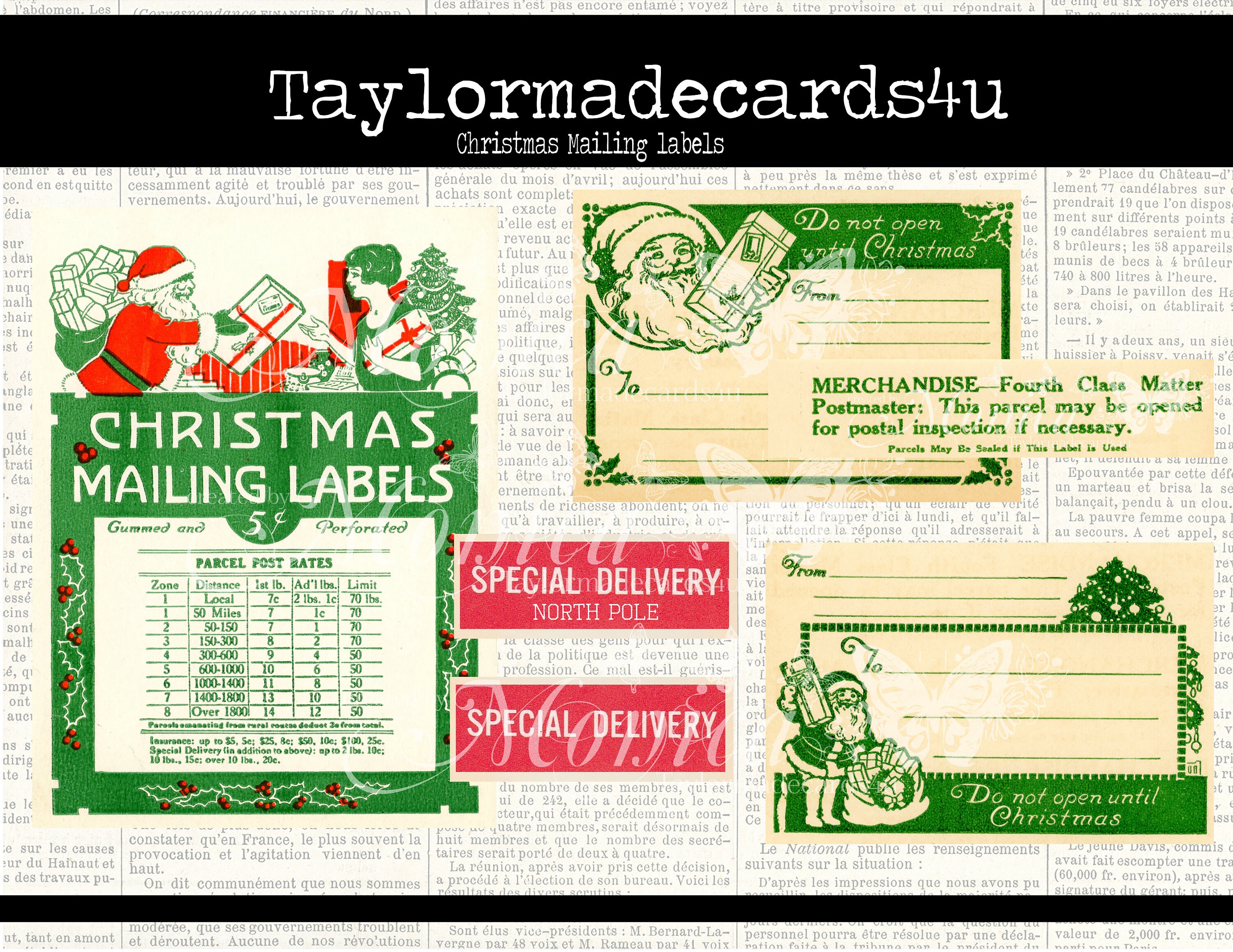 Christmas Mailing Labels Journal Cards Christmas Tags Tags | Etsy