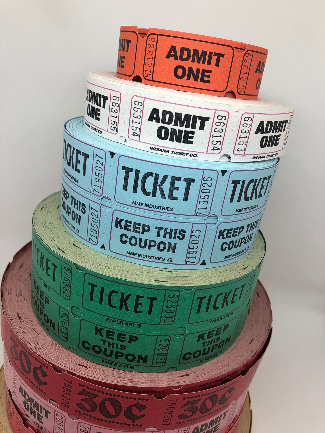 50 Vintage Colored tickets Admit One Tickets Two Part Etsy