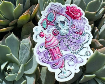 Sweet Tooth—3" Vinyl Milkshake Skull Sticker