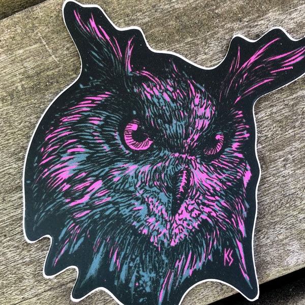 Neon Owl—3" Vinyl Sticker
