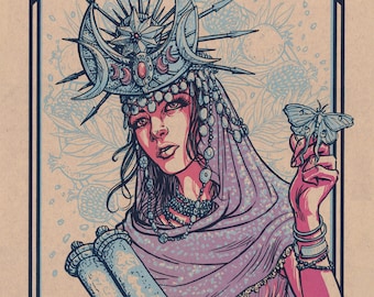 The High Priestess—Tarot Screen Print