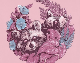 Raccoon Grove—Pink Dawn Edition—Sérigraphie