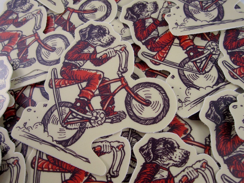 Bike Dog Wheelie3 Vinyl Bike Sticker image 3