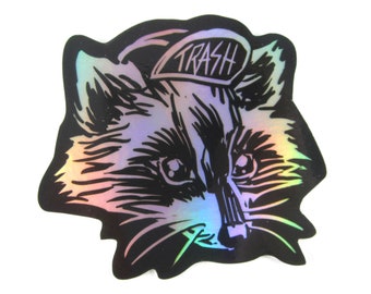 Trash Panda - Autocollant holographique de 3 » - Raton laveur