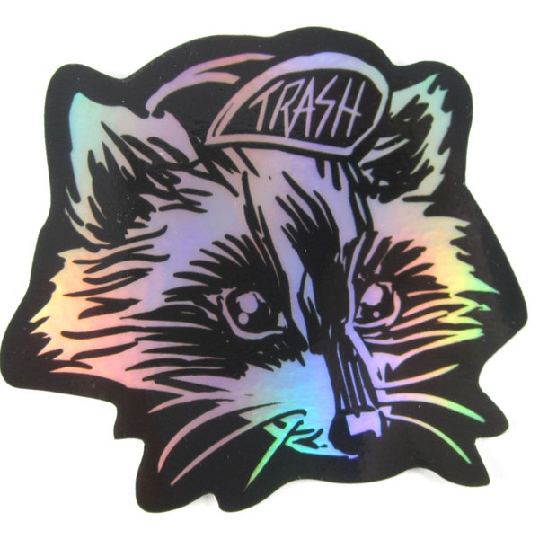 Trash Panda—3" Holographic Sticker—Raccoon